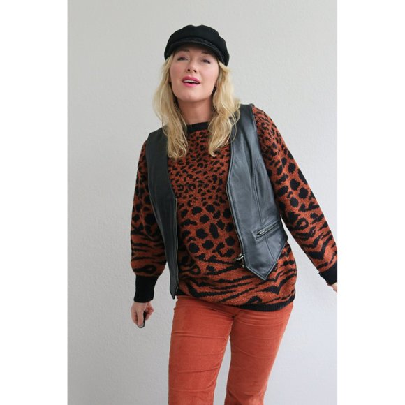 2000's Xpert Performance Gear Leather Biker Vest // Women's Size Medium to Large - Picture 5 of 8